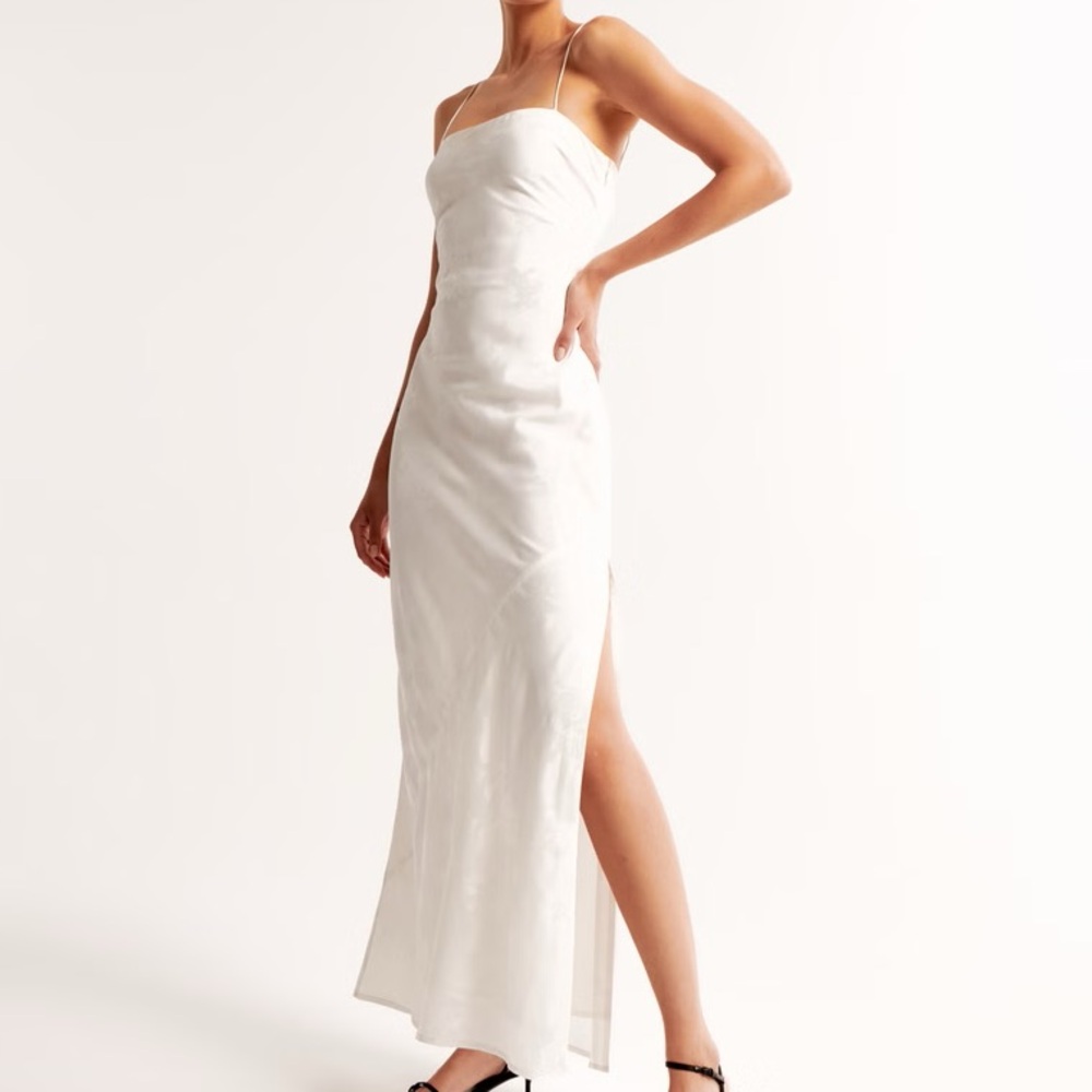 NWT! Abercrombie & Fitch Satin Jacquard Slip Maxi Dress